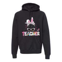 Bunny Messy Bun Easter Teacher Easter Day Girl Wo Premium Hoodie