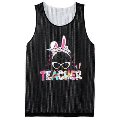 Bunny Messy Bun Easter Teacher Easter Day Girl Wo Mesh Reversible Basketball Jersey Tank