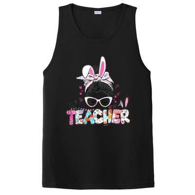 Bunny Messy Bun Easter Teacher Easter Day Girl Wo PosiCharge Competitor Tank