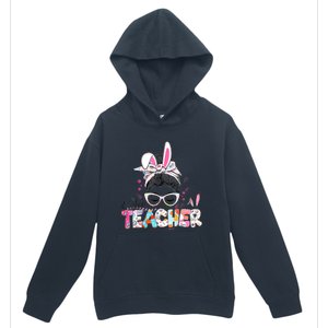 Bunny Messy Bun Easter Teacher Easter Day Girl Wo Urban Pullover Hoodie