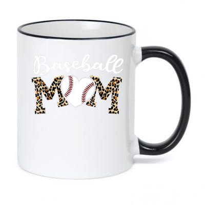 Ball Mom Baseball Softball Mom Mothers Day Leopard Mama 11oz Black Color Changing Mug