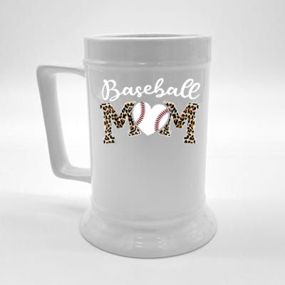 Ball Mom Baseball Softball Mom Mothers Day Leopard Mama Beer Stein