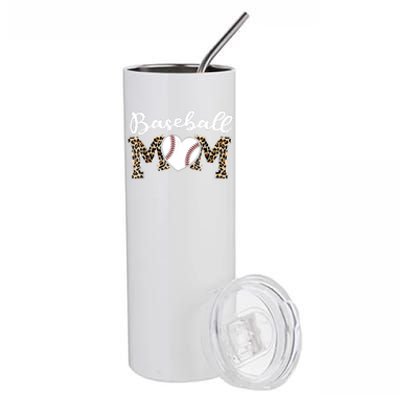 Ball Mom Baseball Softball Mom Mothers Day Leopard Mama Stainless Steel Tumbler