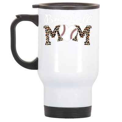 Ball Mom Baseball Softball Mom Mothers Day Leopard Mama Stainless Steel Travel Mug