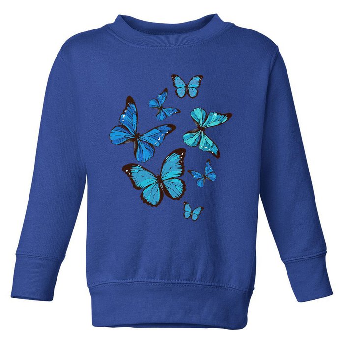 Blue Morpho Butterfly Swarm Lepidoptera Lover Entomologist Toddler Sweatshirt