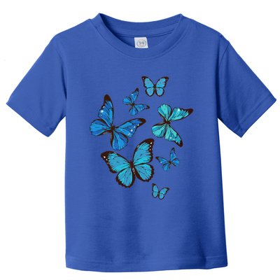 Blue Morpho Butterfly Swarm Lepidoptera Lover Entomologist Toddler T-Shirt