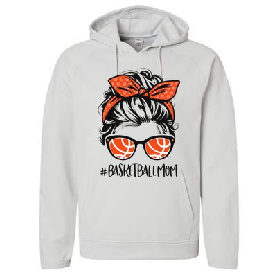 Basketball Mom Basketball Lover Mothers Day Messy Bun Performance Fleece Hoodie