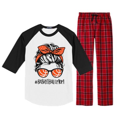 Basketball Mom Basketball Lover Mothers Day Messy Bun Raglan Sleeve Pajama Set