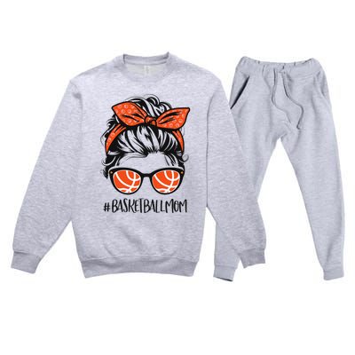 Basketball Mom Basketball Lover Mothers Day Messy Bun Premium Crewneck Sweatsuit Set