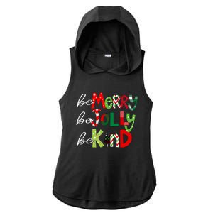 Be Merry Be Jolly Be Kind Teacher Christmas Ladies PosiCharge Tri-Blend Wicking Draft Hoodie Tank