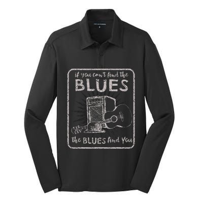 Blues Music Band Lover Vintage Guitar Teacher Funny Blues Silk Touch Performance Long Sleeve Polo