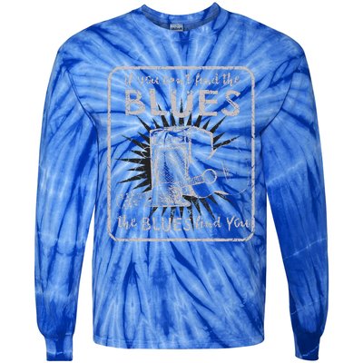 Blues Music Band Lover Vintage Guitar Teacher Funny Blues Tie-Dye Long Sleeve Shirt