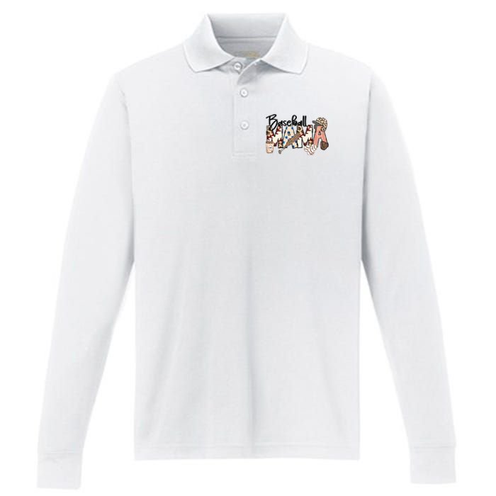 Baseball Mom Baseball Mama Sports Mom Baseball Mama Mother's Day Performance Long Sleeve Polo