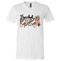 Baseball Mom Baseball Mama Sports Mom Baseball Mama Mother's Day V-Neck T-Shirt