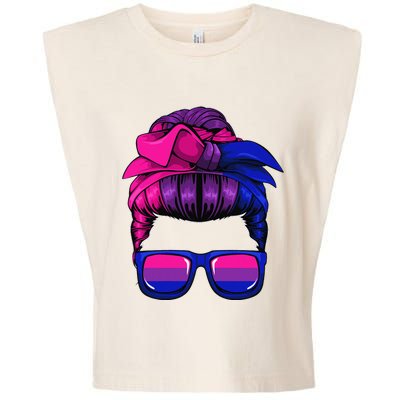 Bisexual Messy Bun LGBTQ Cool Subtle Bi Pride Flag Colors Garment-Dyed Women's Muscle Tee