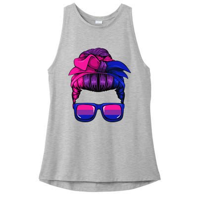 Bisexual Messy Bun LGBTQ Cool Subtle Bi Pride Flag Colors Ladies PosiCharge Tri-Blend Wicking Tank