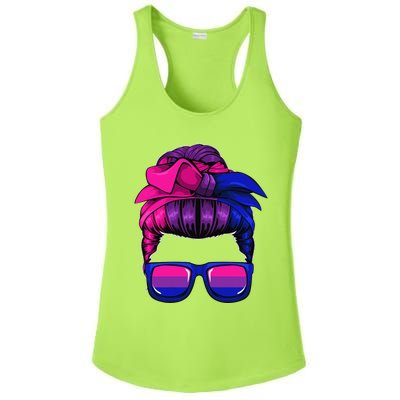 Bisexual Messy Bun LGBTQ Cool Subtle Bi Pride Flag Colors Ladies PosiCharge Competitor Racerback Tank