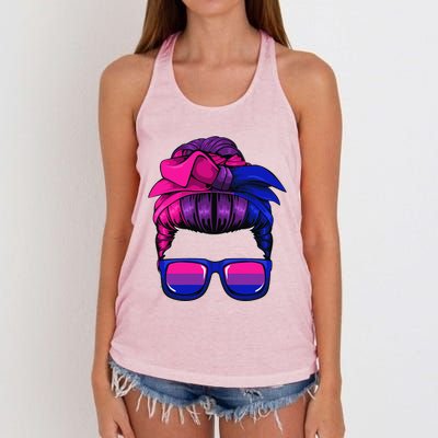 Bisexual Messy Bun LGBTQ Cool Subtle Bi Pride Flag Colors Women's Knotted Racerback Tank