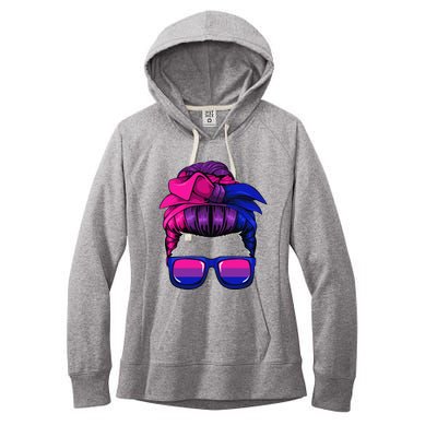 Bisexual Messy Bun LGBTQ Cool Subtle Bi Pride Flag Colors Women's Fleece Hoodie