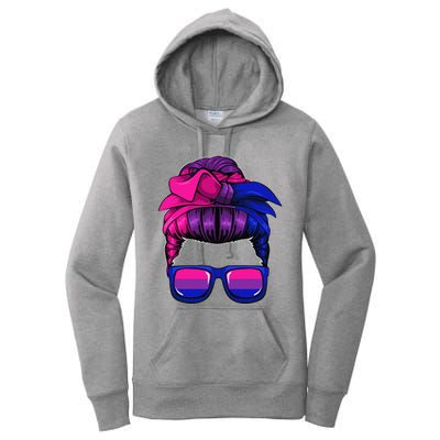 Bisexual Messy Bun LGBTQ Cool Subtle Bi Pride Flag Colors Women's Pullover Hoodie