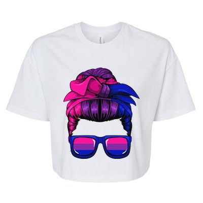 Bisexual Messy Bun LGBTQ Cool Subtle Bi Pride Flag Colors Bella+Canvas Jersey Crop Tee