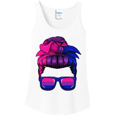 Bisexual Messy Bun LGBTQ Cool Subtle Bi Pride Flag Colors Ladies Essential Tank