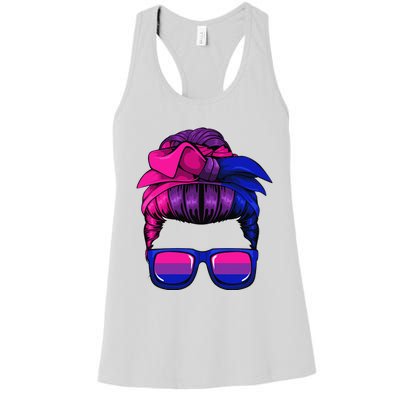 Bisexual Messy Bun LGBTQ Cool Subtle Bi Pride Flag Colors Women's Racerback Tank