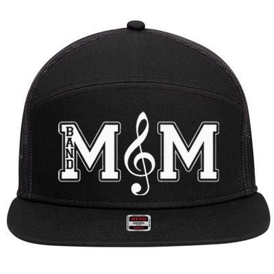 Band Mom Band Parent Gift For Band Fan Music Moms 7 Panel Mesh Trucker Snapback Hat