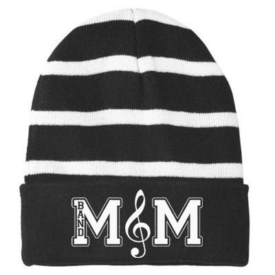 Band Mom Band Parent Gift For Band Fan Music Moms Striped Beanie with Solid Band