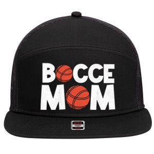 Bocce Mom Bocce Ball Player Mother Bocce Gift 7 Panel Mesh Trucker Snapback Hat