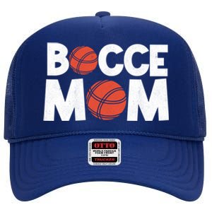 Bocce Mom Bocce Ball Player Mother Bocce Gift High Crown Mesh Back Trucker Hat