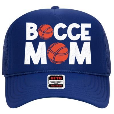 Bocce Mom Bocce Ball Player Mother Bocce Gift High Crown Mesh Back Trucker Hat