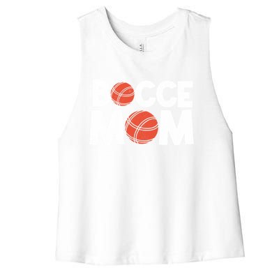 Bocce Mom Bocce Ball Player Mother Bocce Gift Women's Racerback Cropped Tank