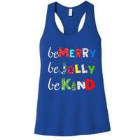 Be Merry Be Jolly Be Kind Christmas Tree Family Christmas Women's Racerback Tank