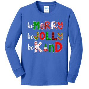 Be Merry Be Jolly Be Kind Merry Christmas Teacher Xmas Pjs Kids Long Sleeve Shirt