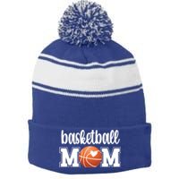 Basketball Mom Basketball Mother Of A Basketball Player Meaningful Gift Stripe Pom Pom Beanie