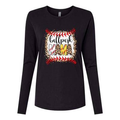 Ballpark Mama Ball Happy Mothers Day Bleached Womens Cotton Relaxed Long Sleeve T-Shirt