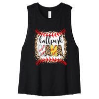 Ballpark Mama Ball Happy Mothers Day Bleached Women's Racerback Cropped Tank