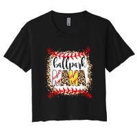 Ballpark Mama Ball Happy Mothers Day Bleached Women's Crop Top Tee