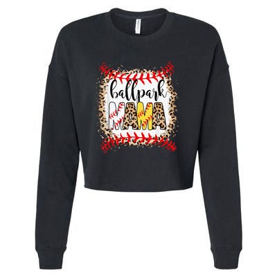 Ballpark Mama Ball Happy Mothers Day Bleached Cropped Pullover Crew