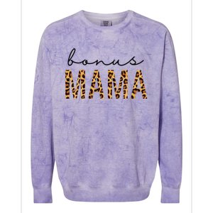 Bonus Mama Bonus Mom Stepmom Leopard Print MotherS Day Gift Colorblast Crewneck Sweatshirt