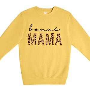 Bonus Mama Bonus Mom Stepmom Leopard Print MotherS Day Gift Premium Crewneck Sweatshirt