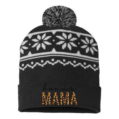 Bonus Mama Bonus Mom Stepmom Leopard Print MotherS Day Gift USA-Made Snowflake Beanie