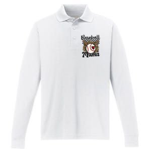 Baseball Mama Baseball Mom Family Funny Performance Long Sleeve Polo