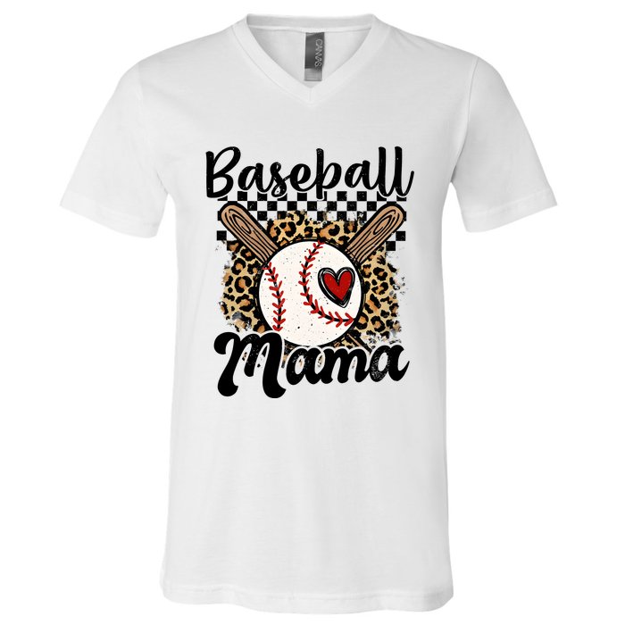 Baseball Mama Baseball Mom Family Funny V-Neck T-Shirt