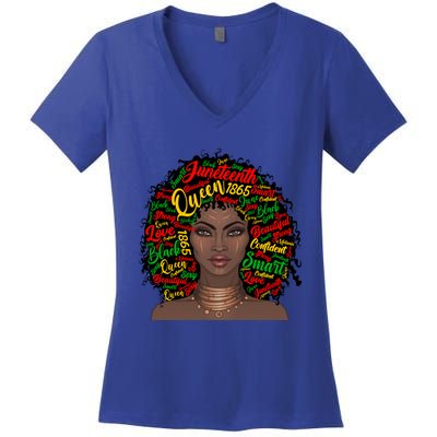 Black Messy Bun Juneteenth Blm Celebrate Independence Cool Gift Women's V-Neck T-Shirt