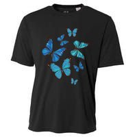 Blue Morpho Butterfly Swarm Lepidoptera Lover Entomologist Cooling Performance Crew T-Shirt