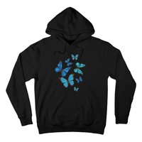 Blue Morpho Butterfly Swarm Lepidoptera Lover Entomologist Hoodie