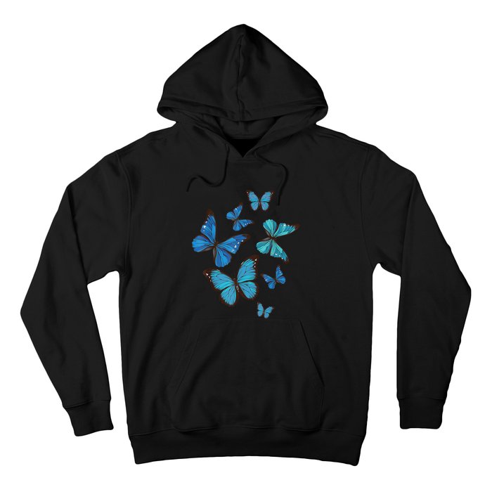 Blue Morpho Butterfly Swarm Lepidoptera Lover Entomologist Hoodie