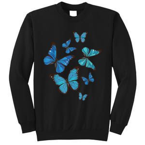 Blue Morpho Butterfly Swarm Lepidoptera Lover Entomologist Sweatshirt